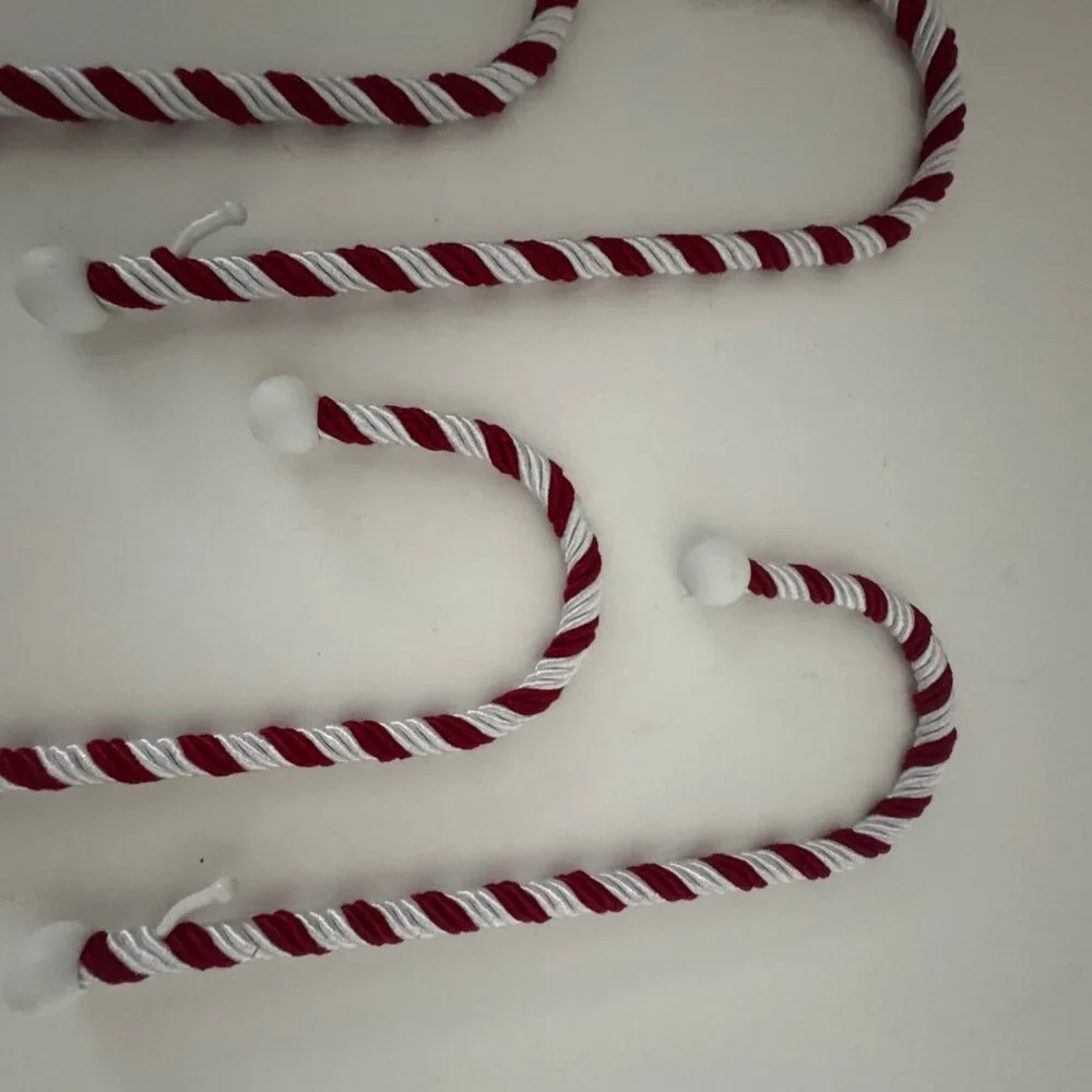 Four Fireplace Mantle Candy Cane Stocking Holders 9 inches